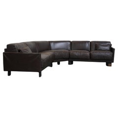 Used 1970s leather corner sofa with a beautiful patina and good seating comfo