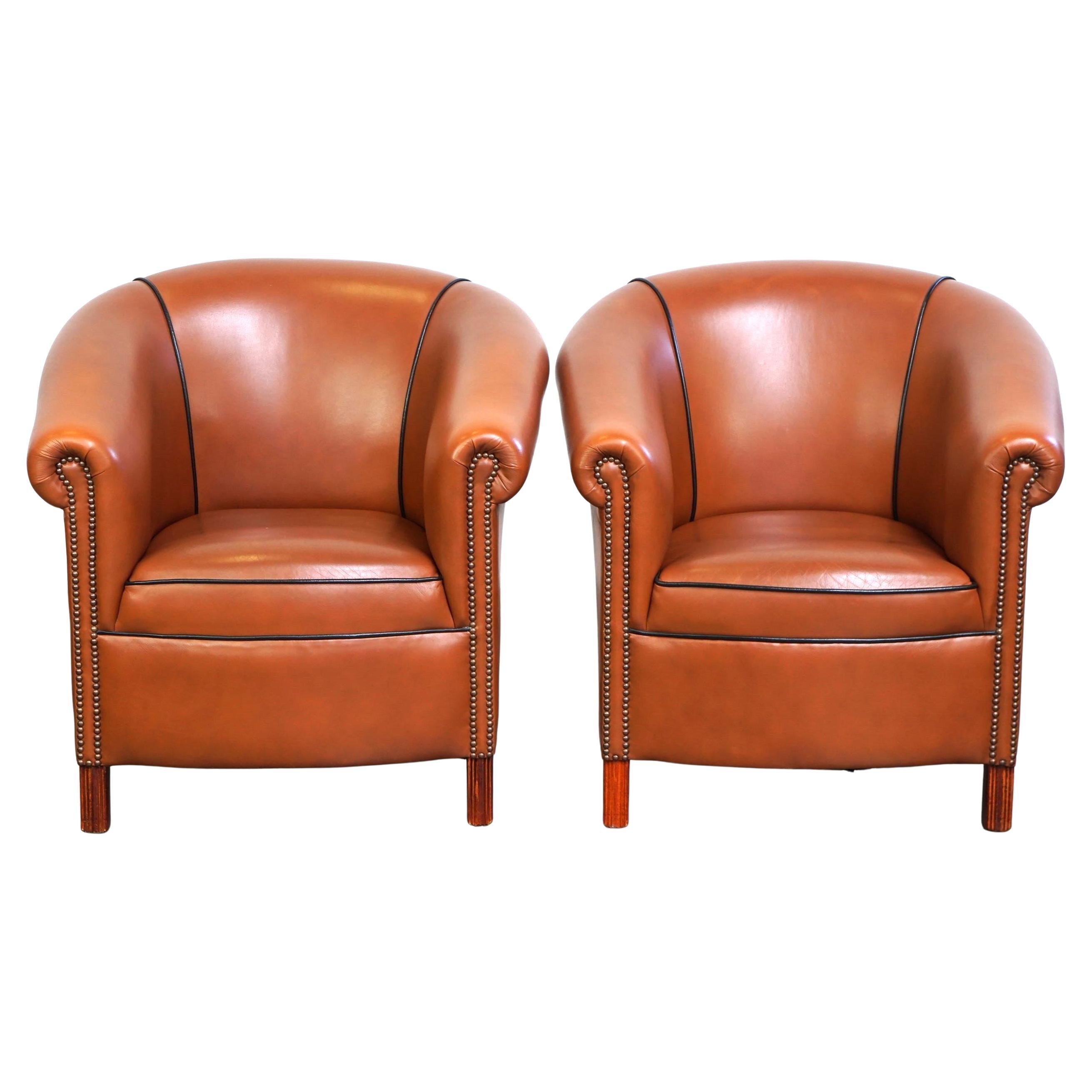 Set of original English handmade springvale club chairs in good condition