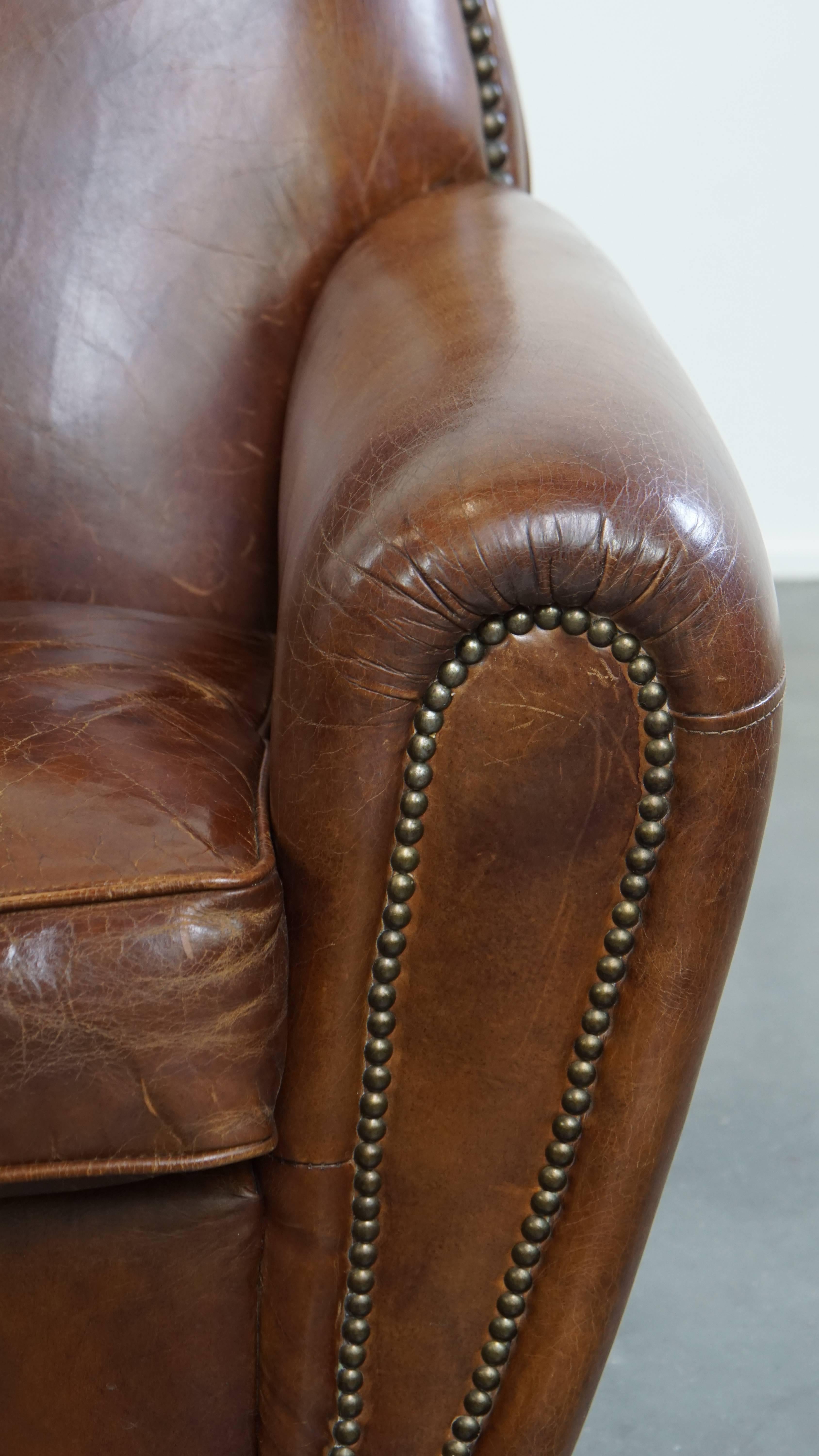 Fauteuil en cuir de vachette aux formes arrondies en vente 3
