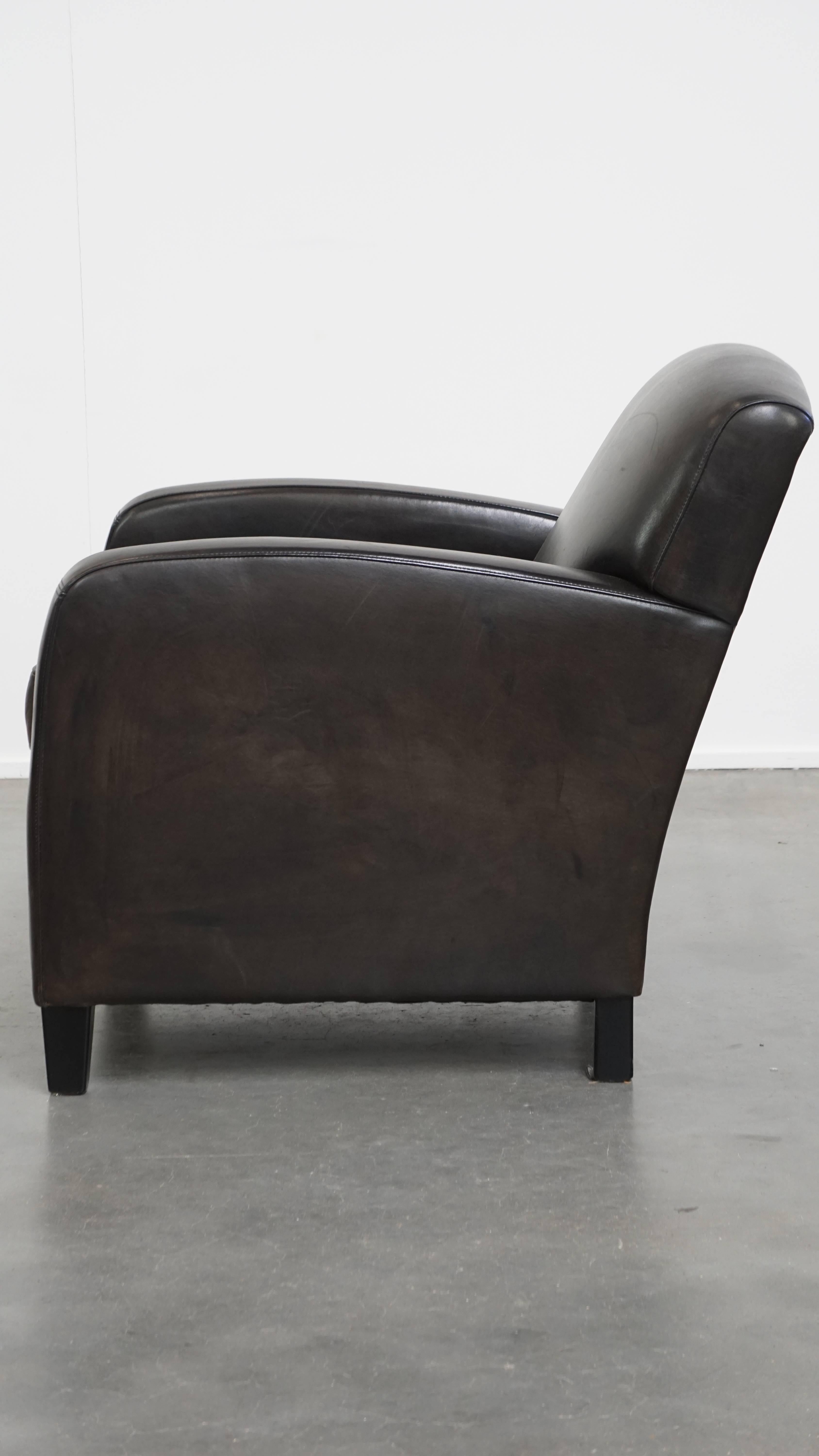 Fauteuil design noir/gris en cuir de mouton Bon état - En vente à Harderwijk, NL
