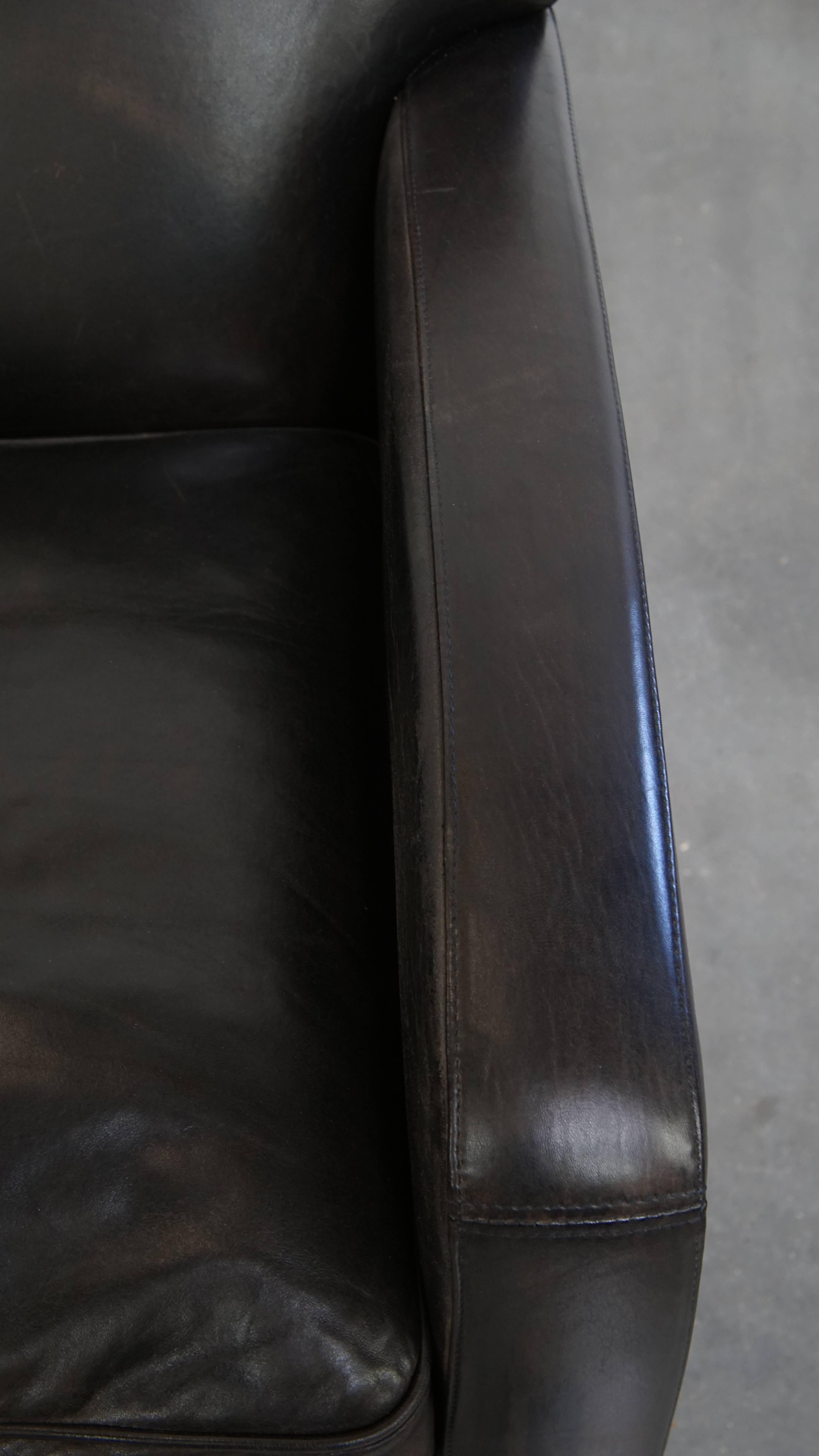 Fauteuil design noir/gris en cuir de mouton en vente 1