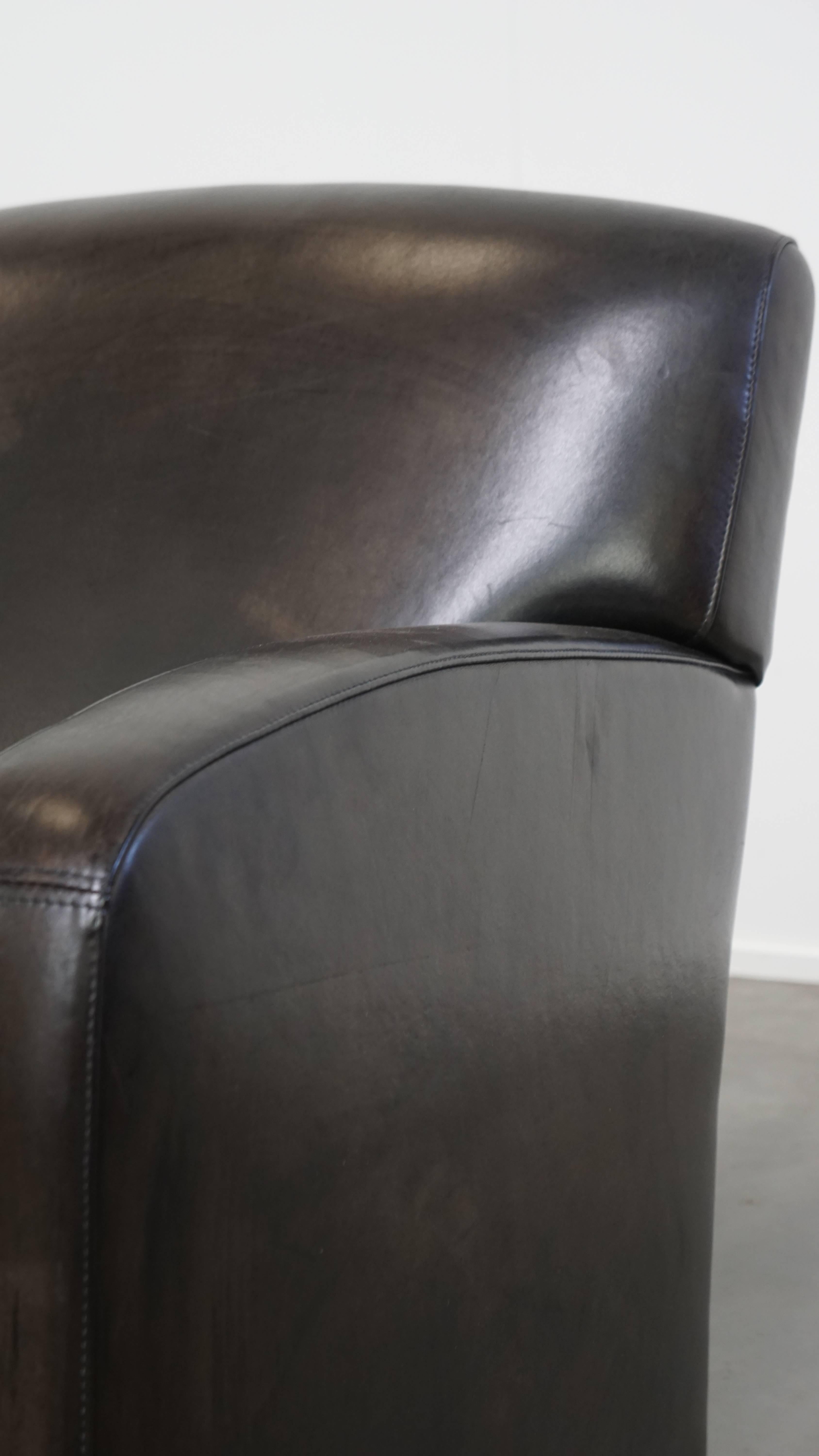 Fauteuil design noir/gris en cuir de mouton en vente 4