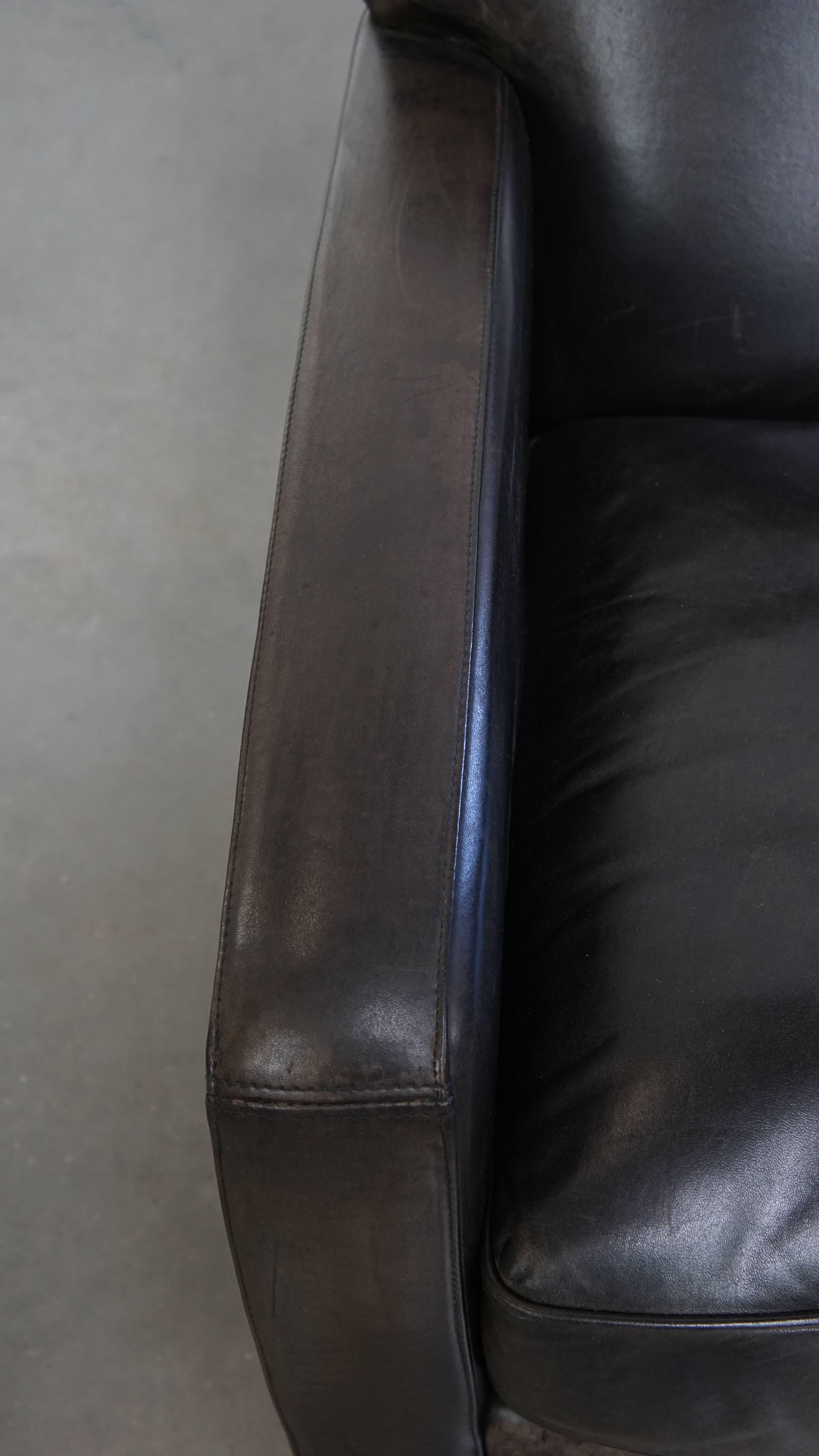 Cuir Fauteuil design noir/gris en cuir de mouton en vente