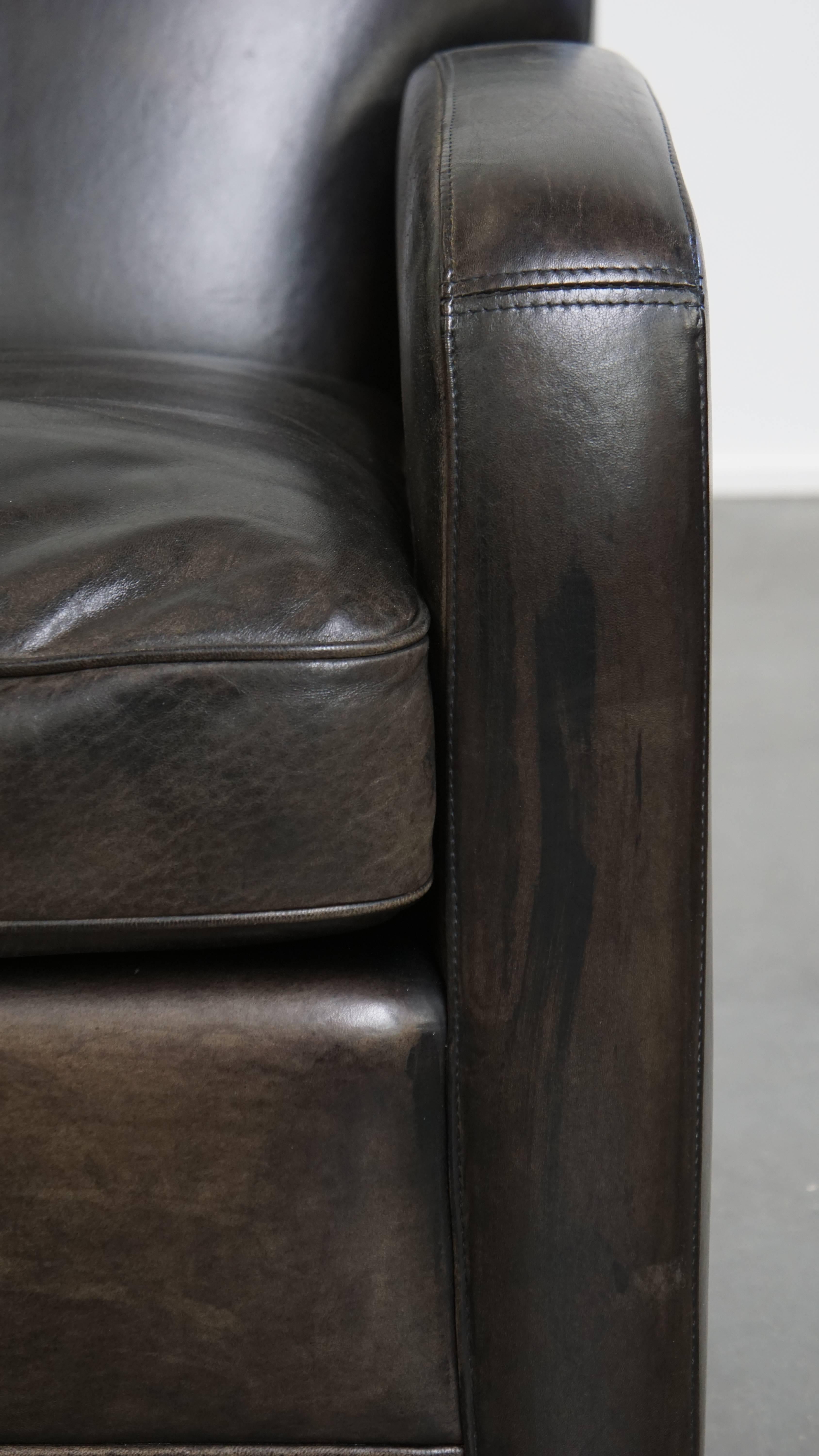 Fauteuil design noir/gris en cuir de mouton en vente 3