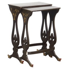 Set of 2 vintage Japanese lacquered side tables
