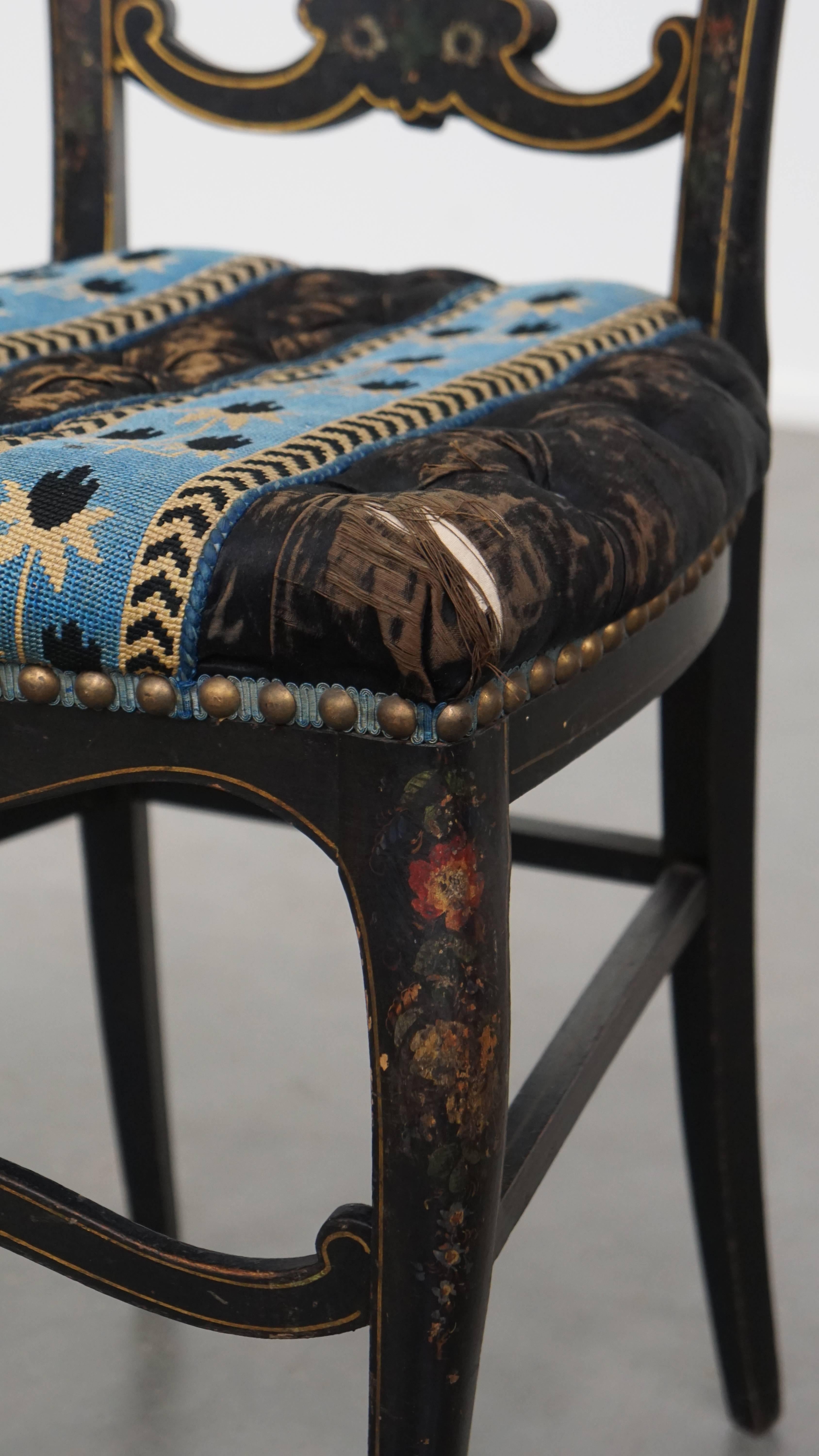 Antique French Napoleon III Stuhl mit Intarsien aus Perlmutt im Angebot 5