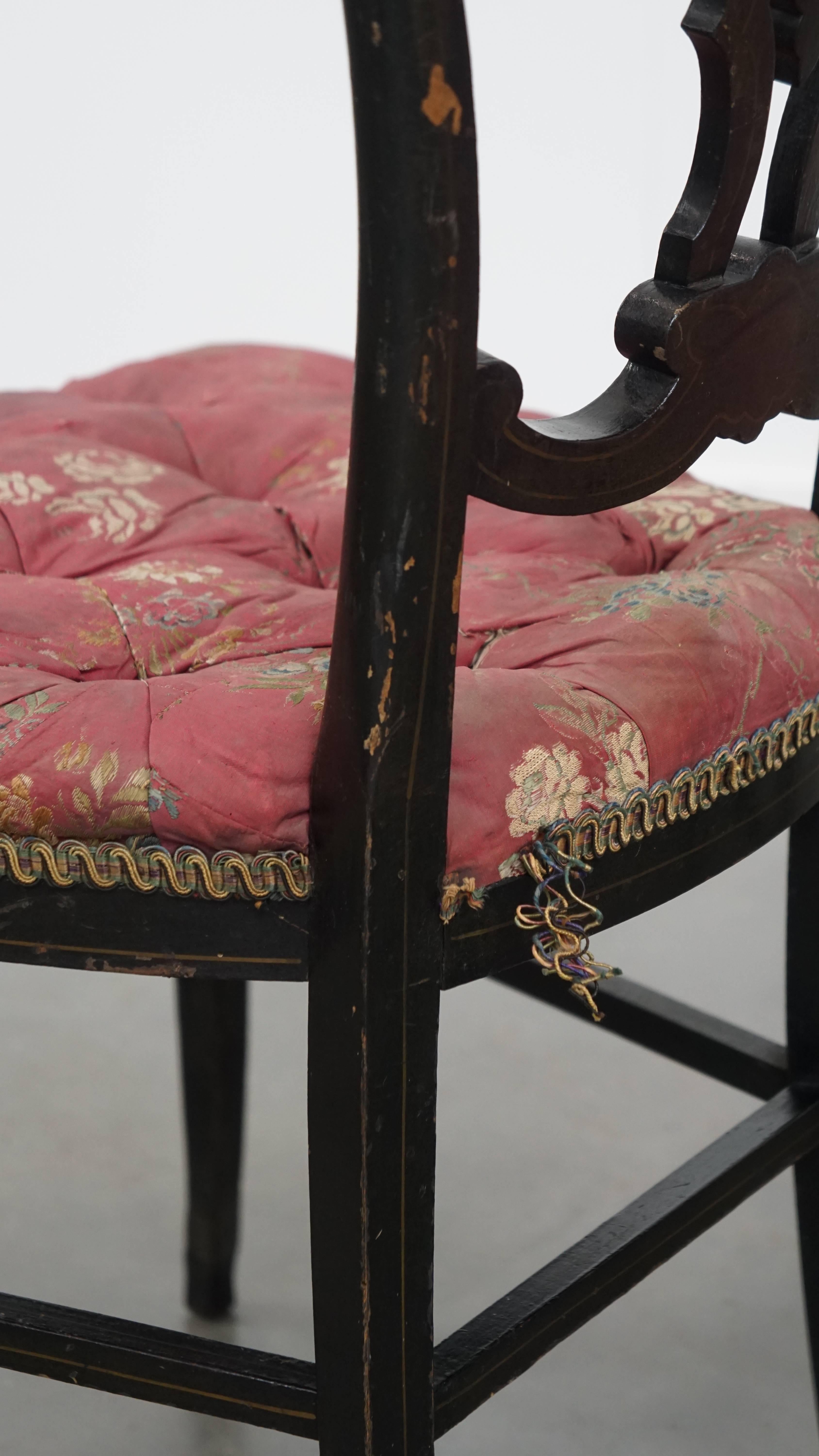 Satz von 2 antiken französischen Stühlen Napoleon III mit Perlmuttintarsien im Angebot 4