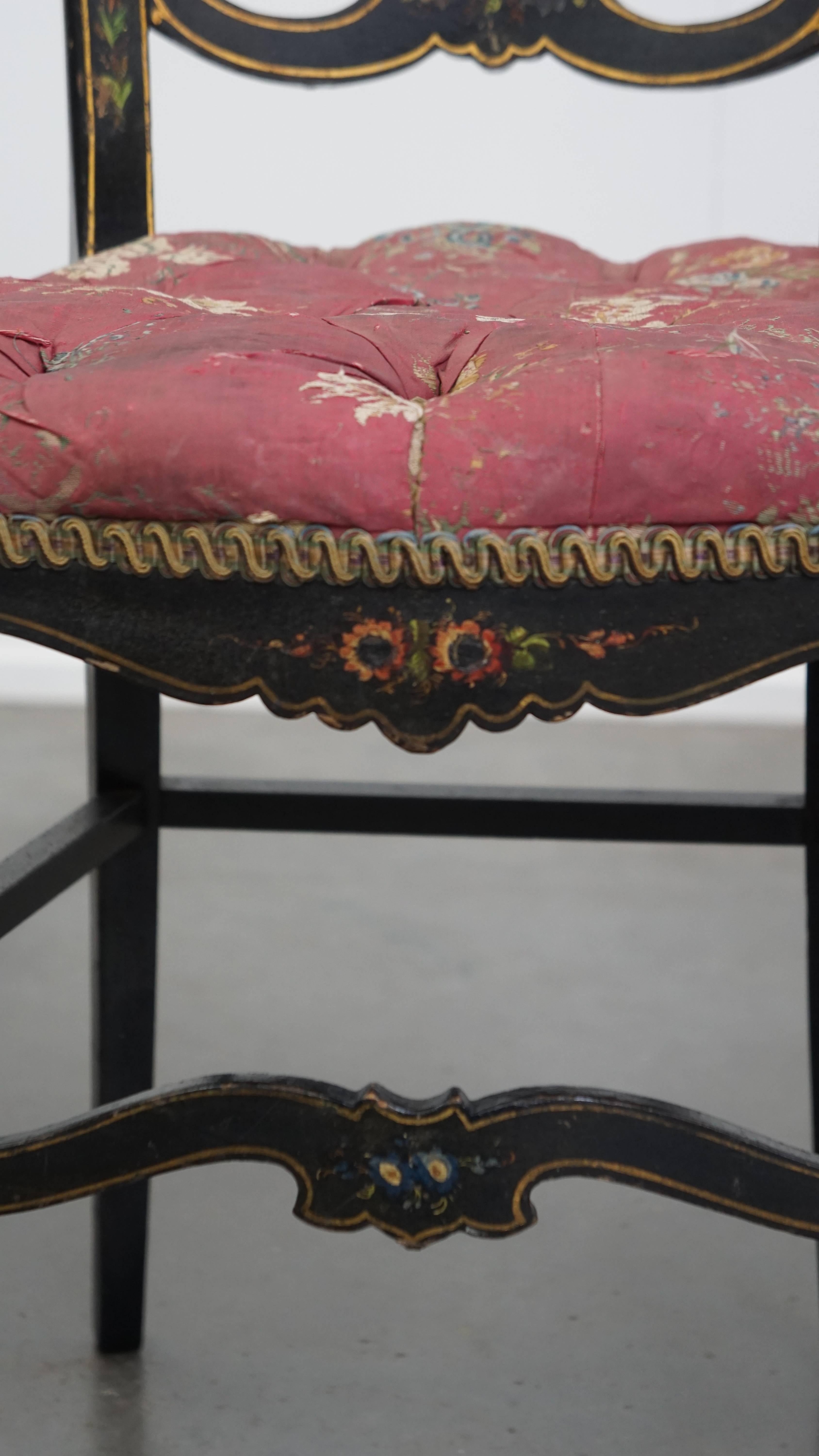 Satz von 4 antiken französischen Stühlen Napoleon III mit Perlmuttintarsien im Angebot 6