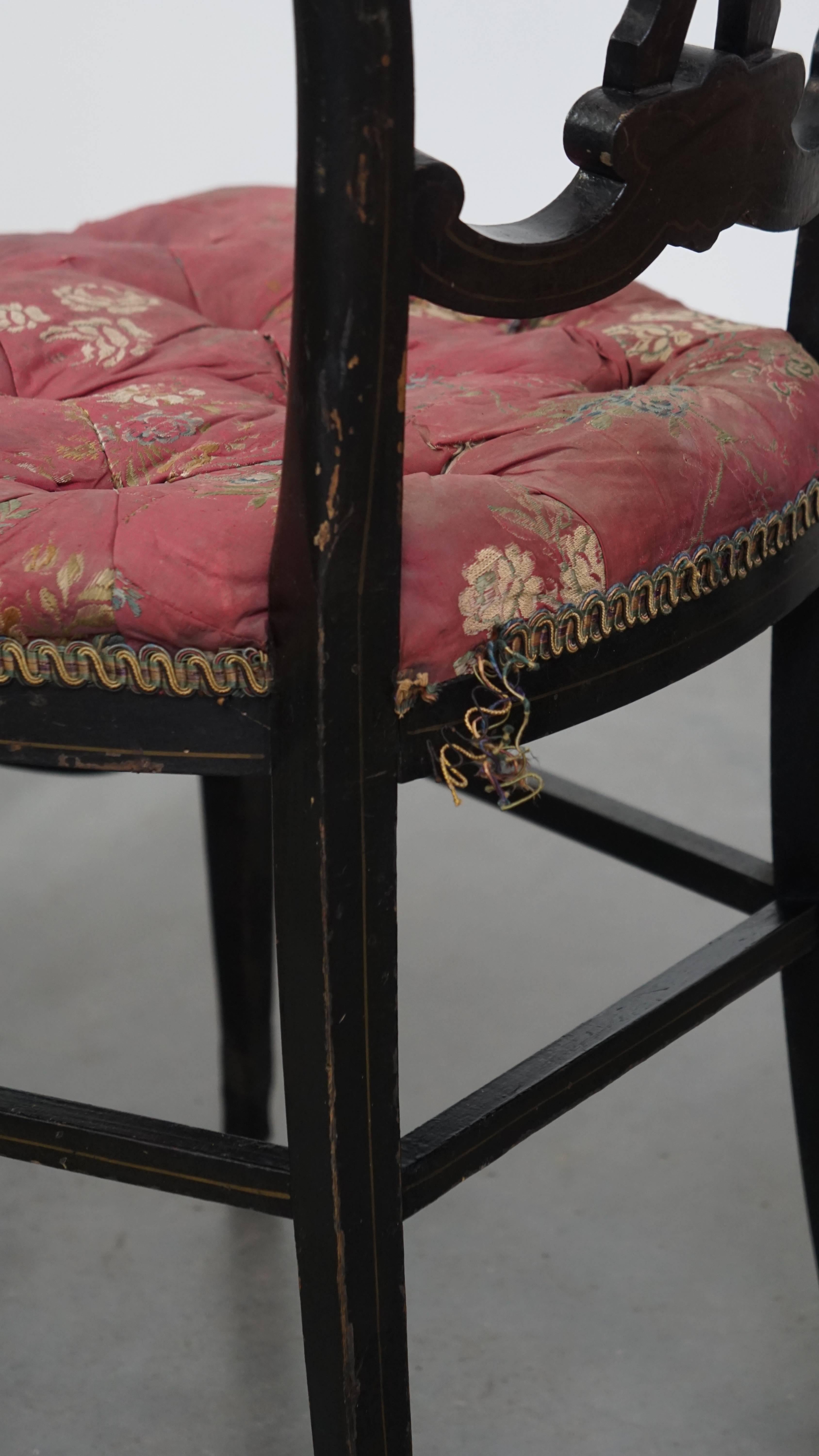 Satz von 4 antiken französischen Stühlen Napoleon III mit Perlmuttintarsien im Angebot 14