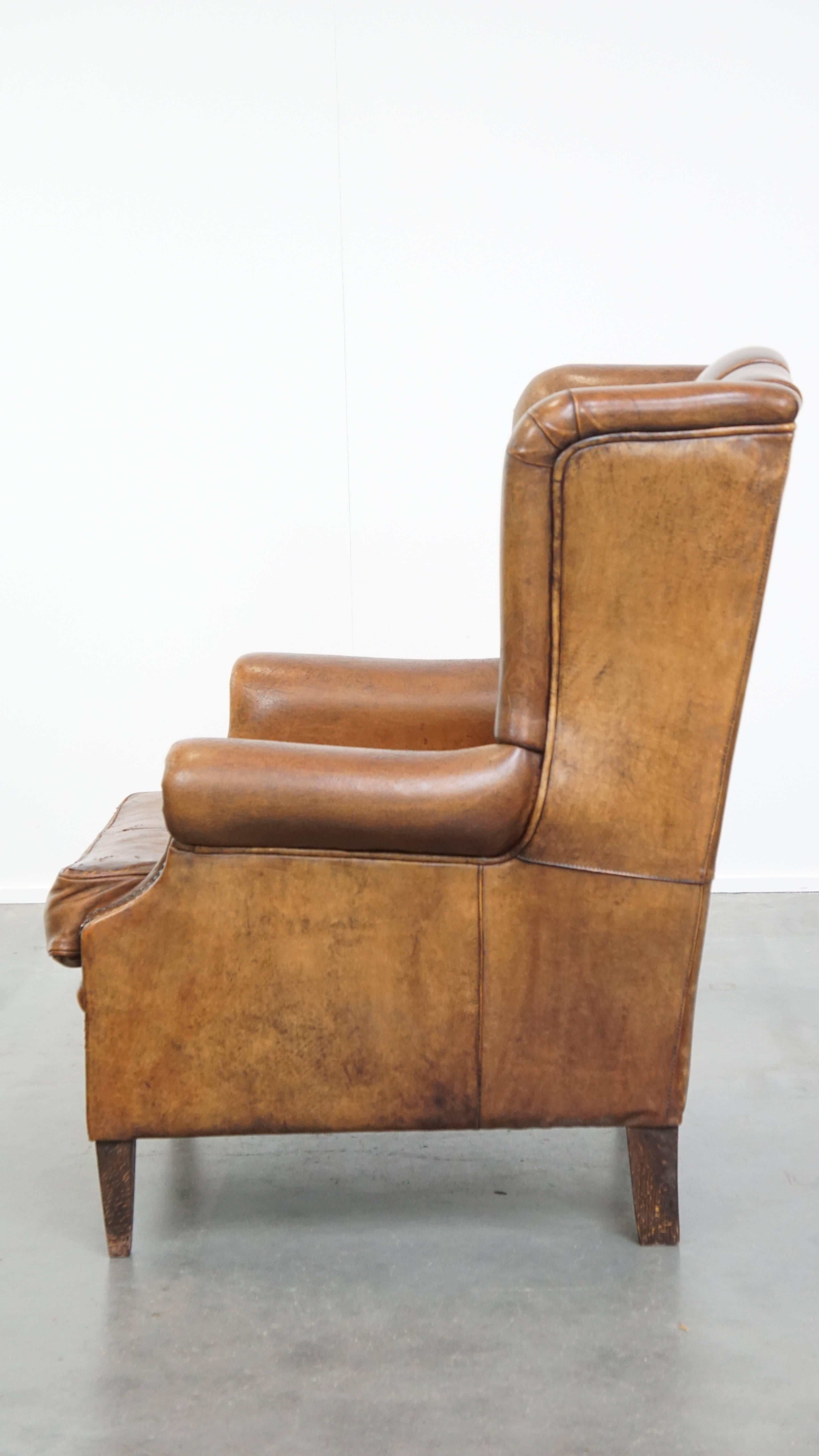 Chaise à oreilles en peau de mouton en bon état État moyen - En vente à Harderwijk, NL