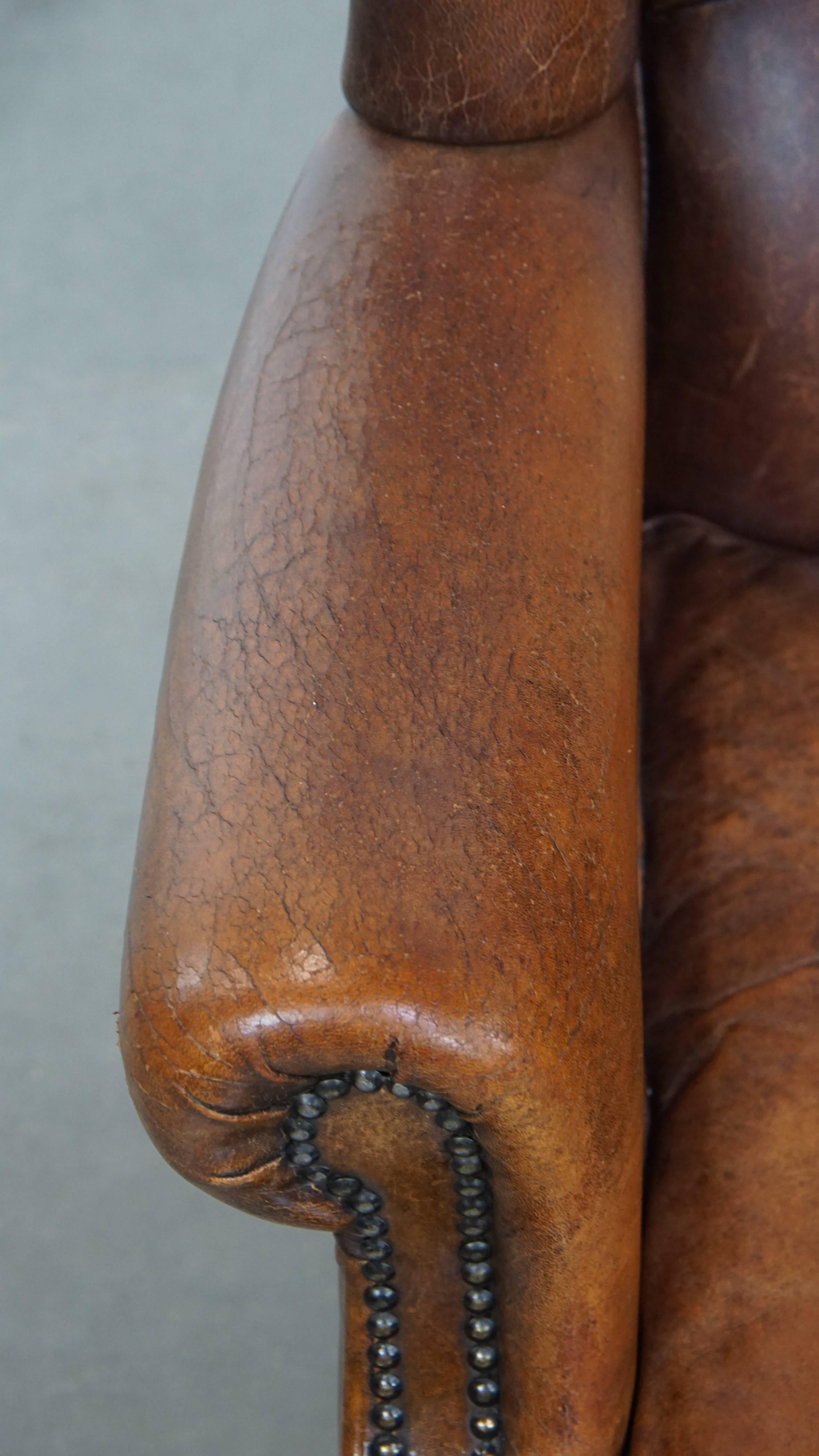 Cuir Chaise à oreilles en peau de mouton en bon état en vente