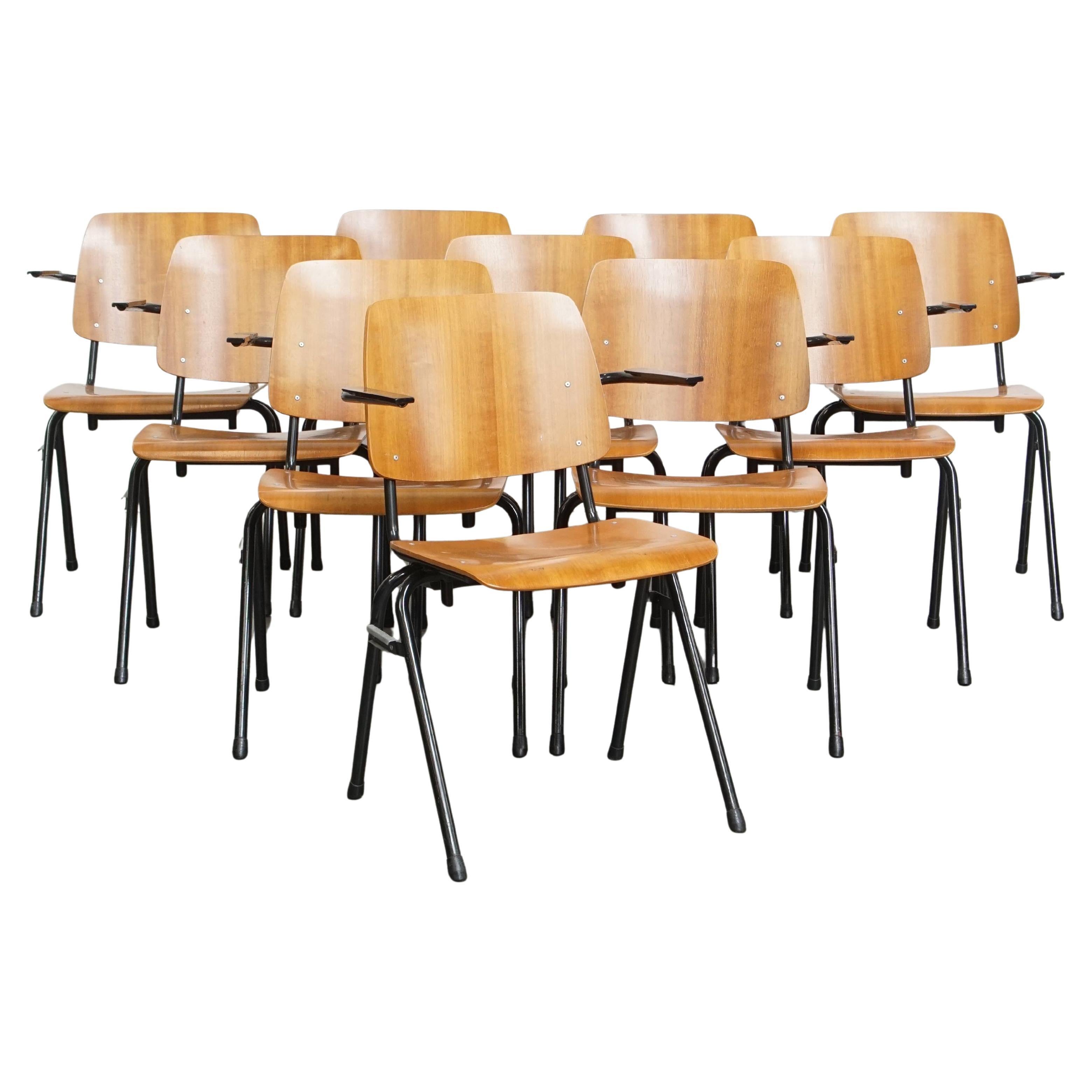 Ensemble de 10 chaises vintage des années 1960 avec accoudoirs
