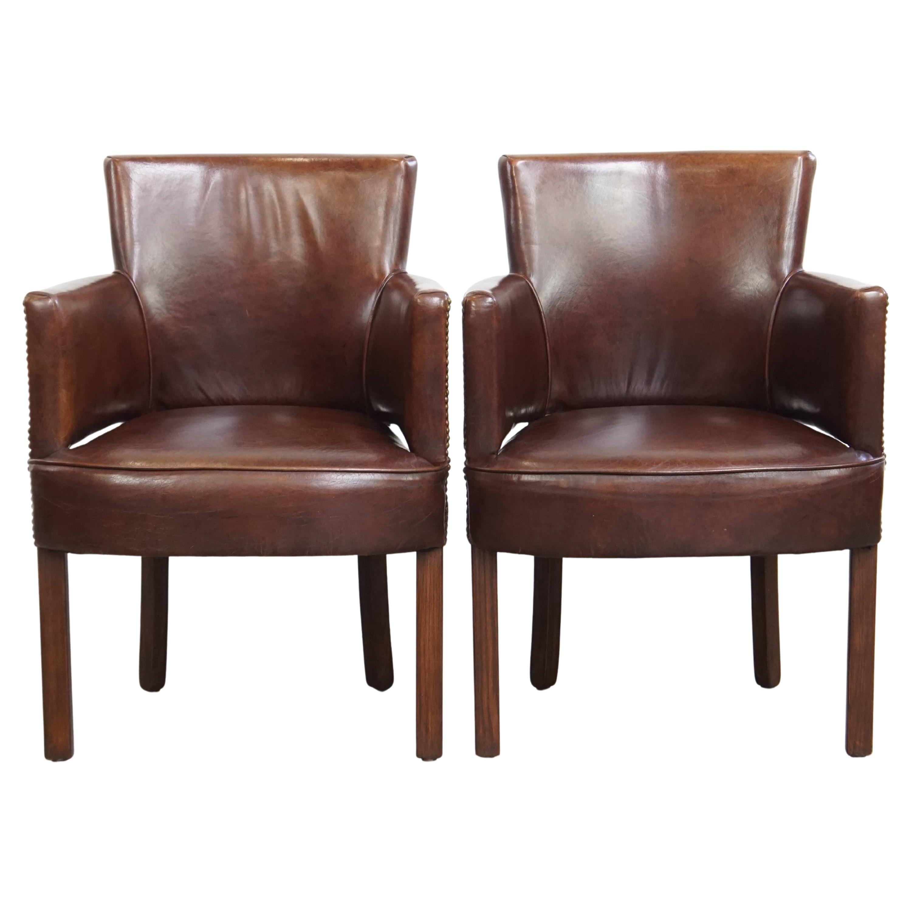 Set di 2 sedie da pranzo in pelle di vacchetta color cognac Ralph Lauren Design