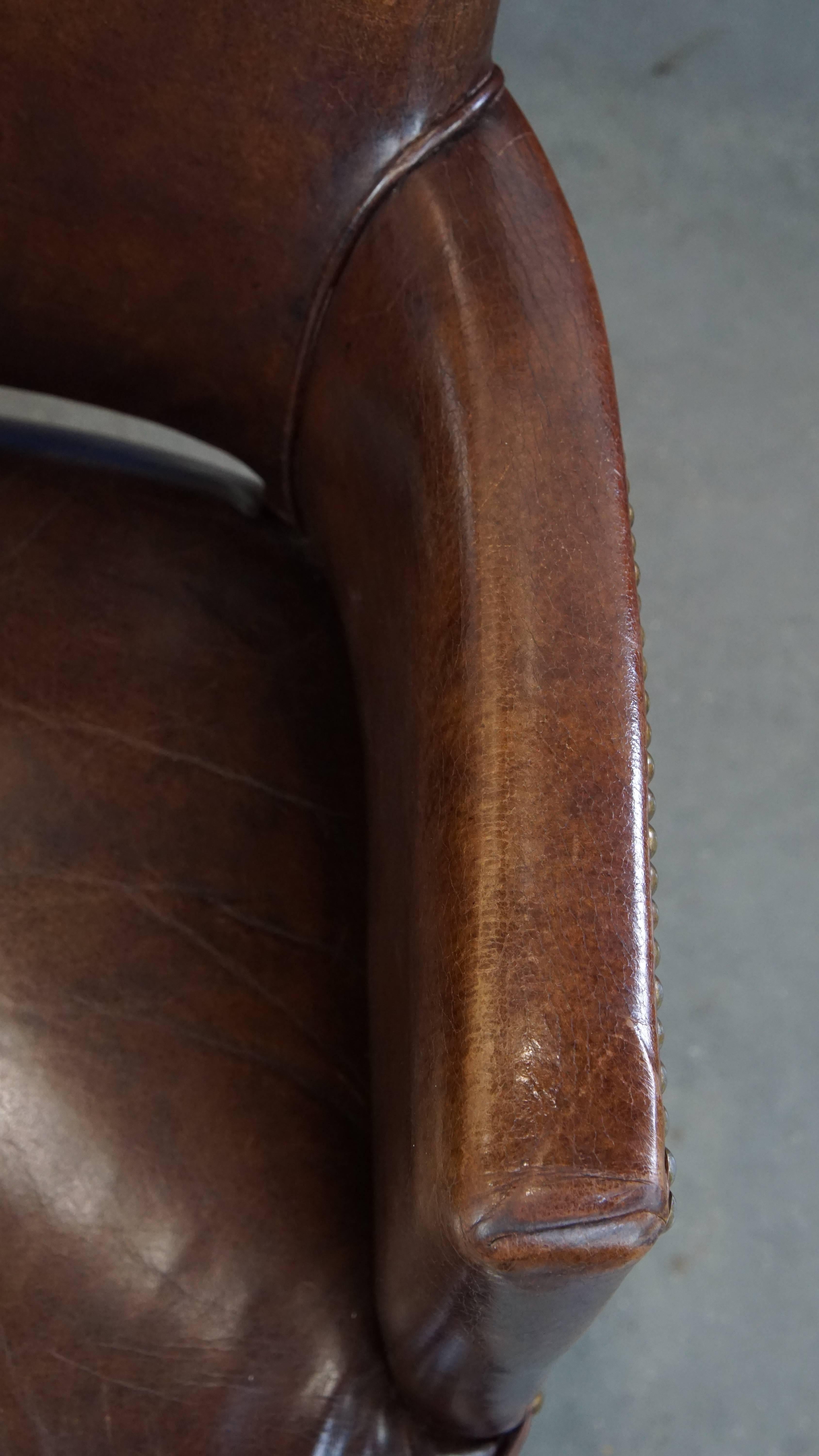Juego de 2 sillas de comedor de diseño Ralph Lauren de piel de vaca color coñac en venta 3