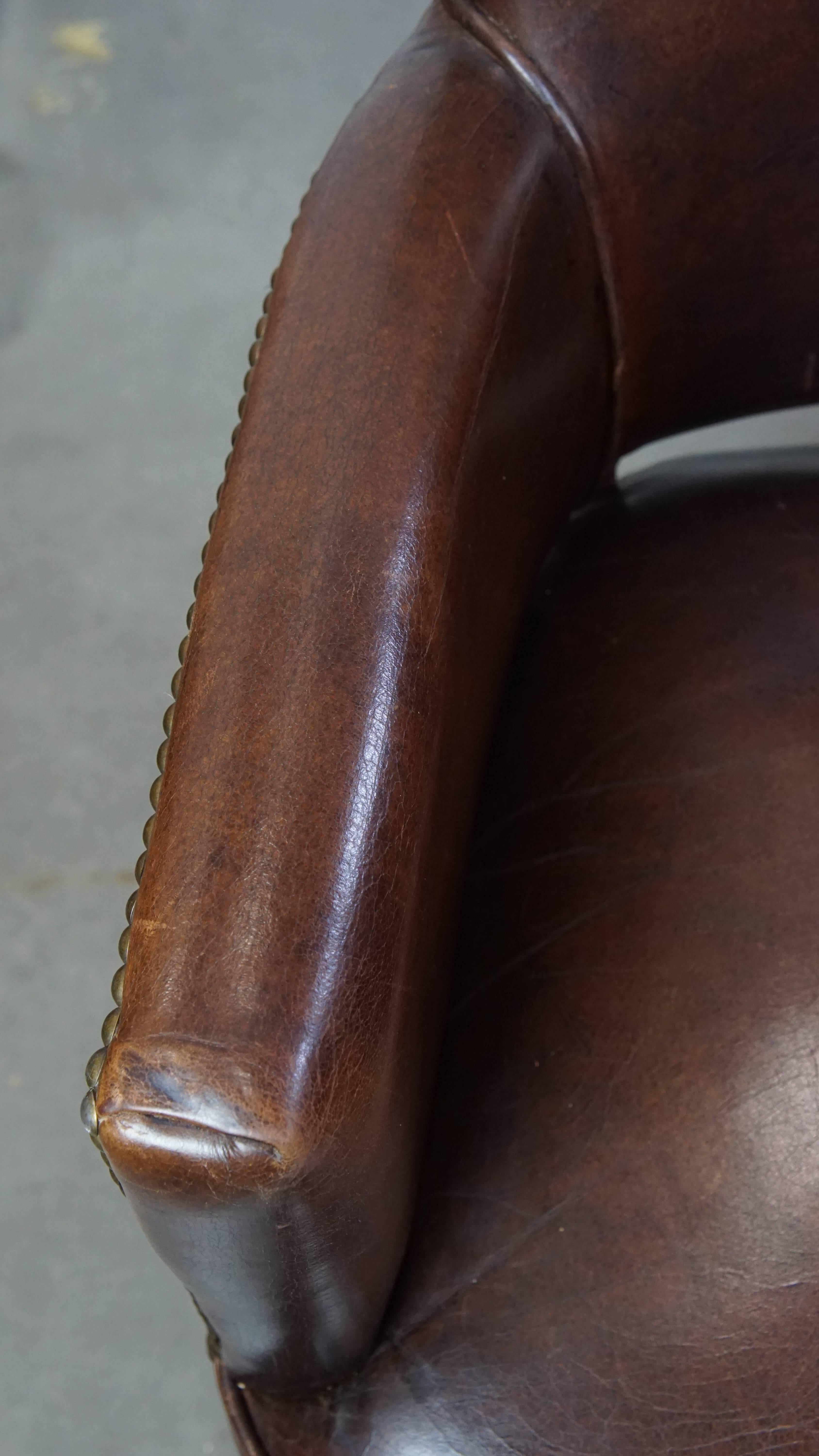 Juego de 2 sillas de comedor de diseño Ralph Lauren de piel de vaca color coñac en venta 1