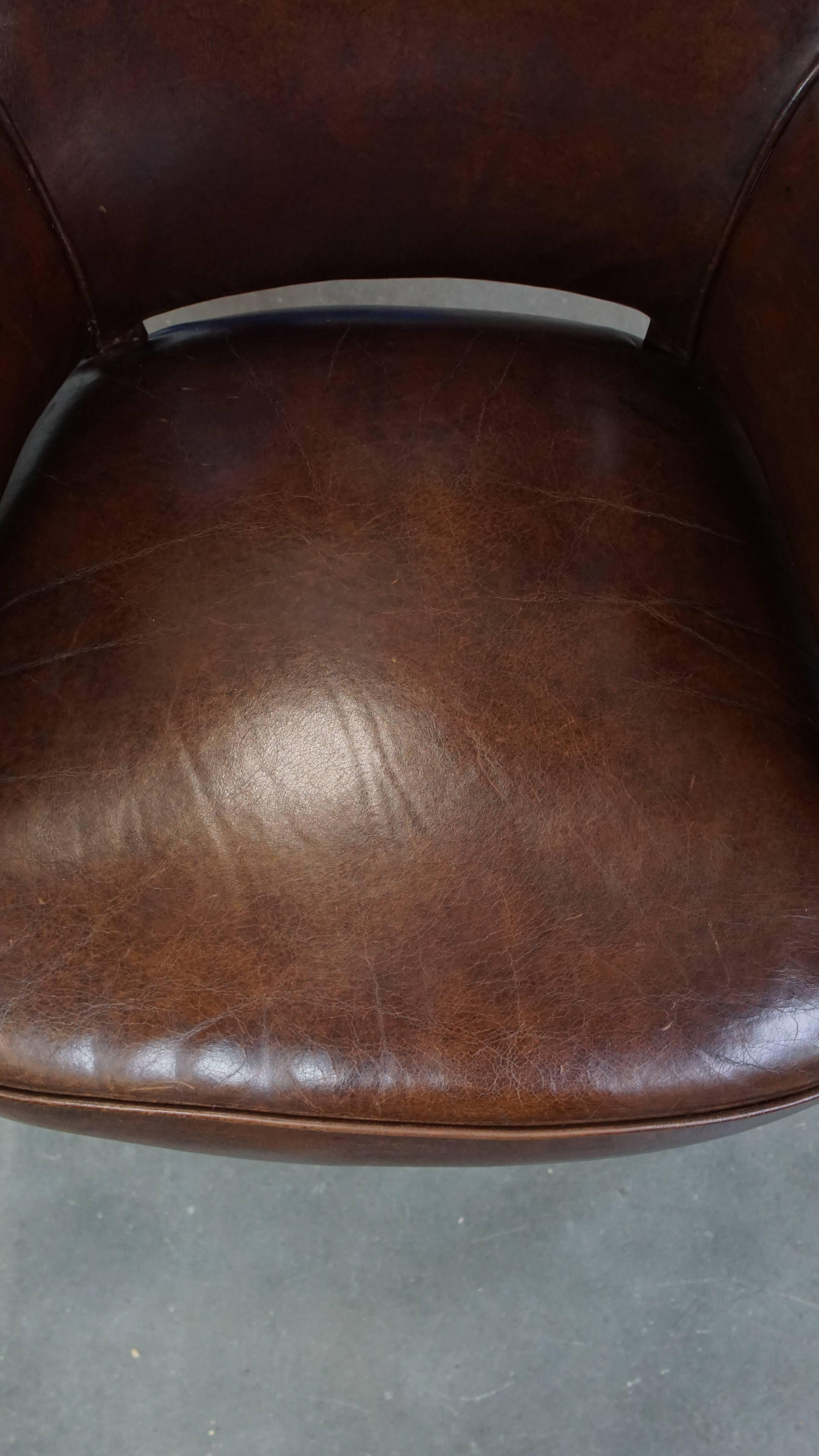 Juego de 2 sillas de comedor de diseño Ralph Lauren de piel de vaca color coñac Cuero de vaca en venta