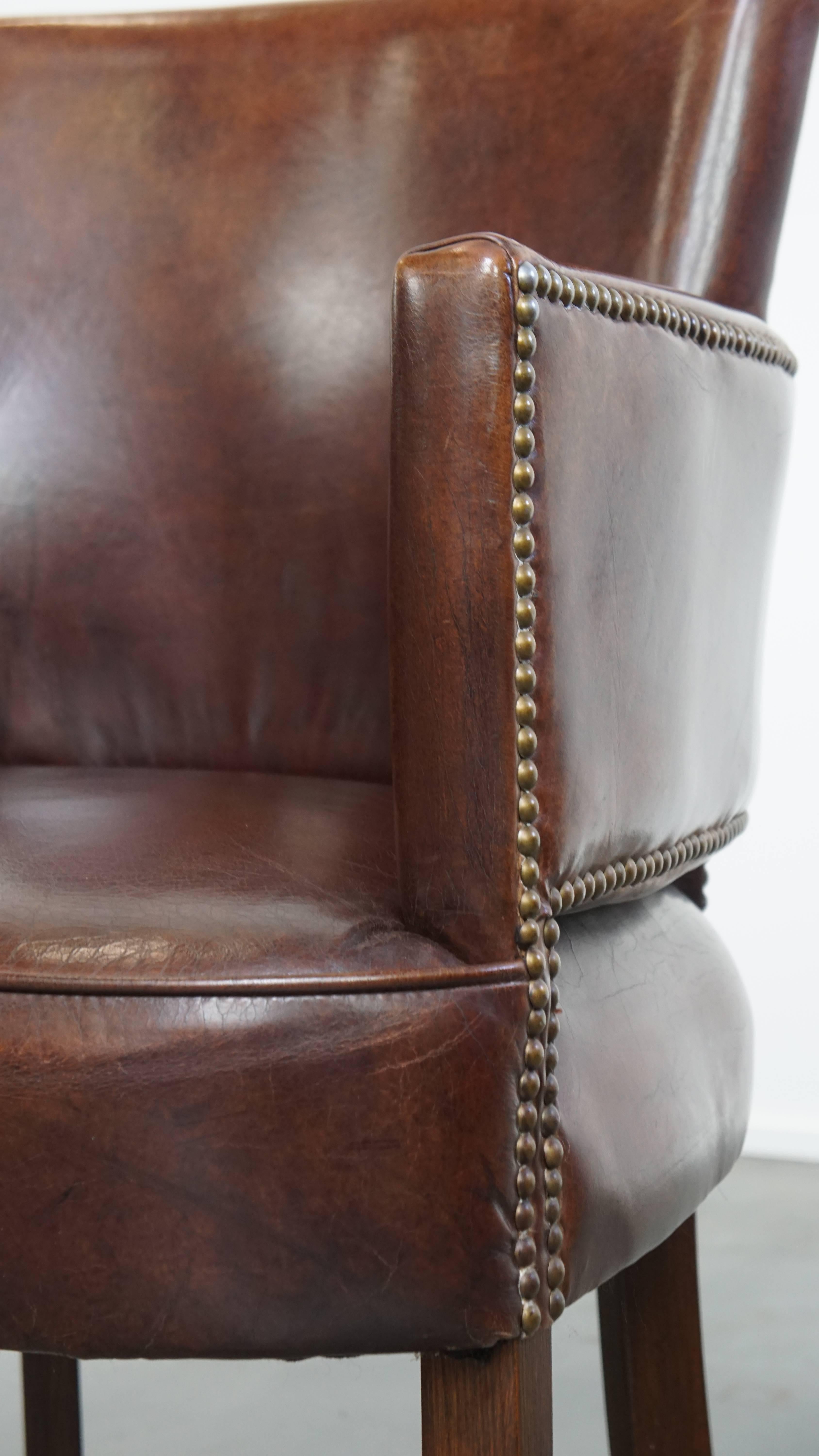 Juego de 2 sillas de comedor de diseño Ralph Lauren de piel de vaca color coñac en venta 7