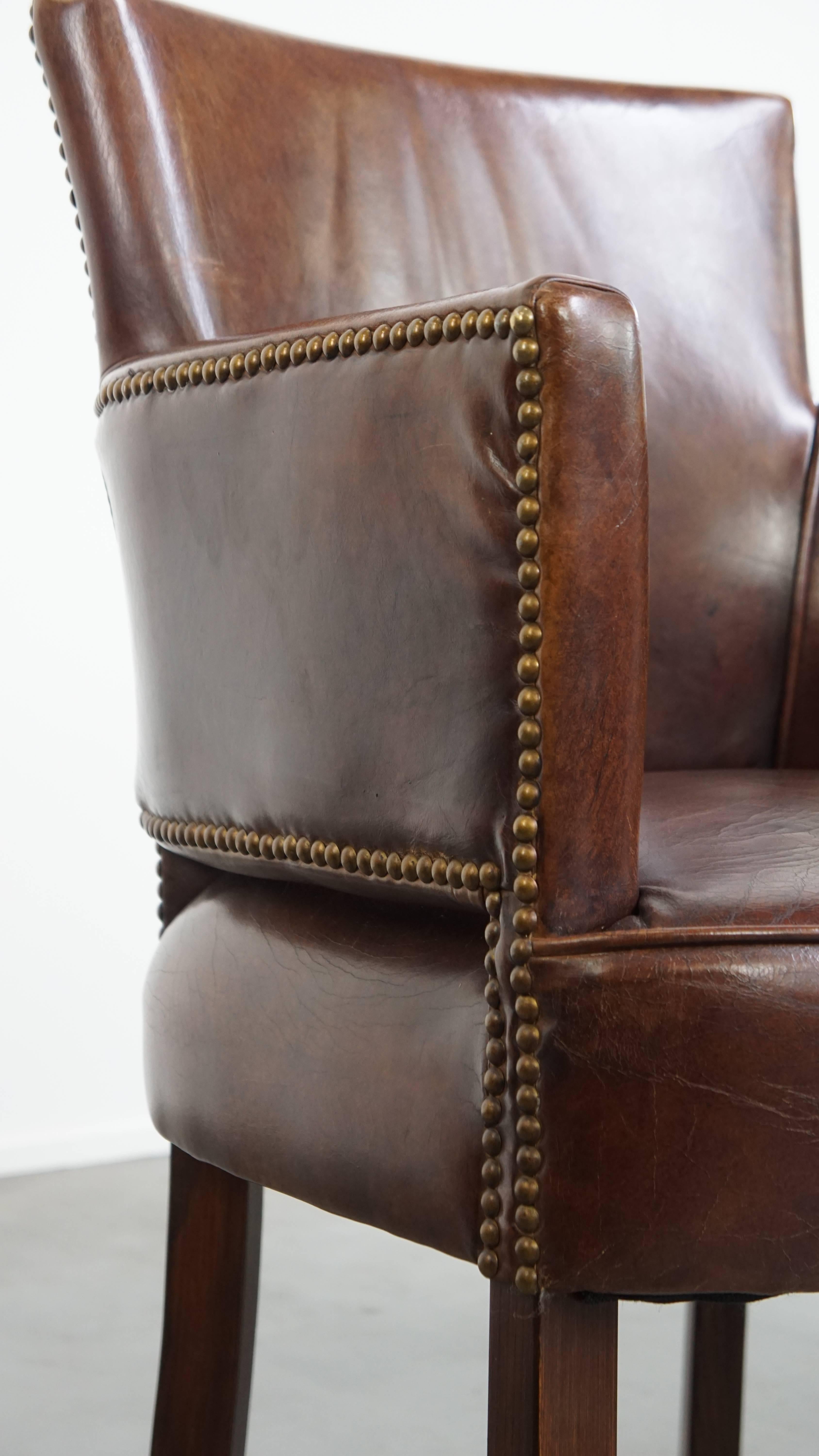 Juego de 2 sillas de comedor de diseño Ralph Lauren de piel de vaca color coñac en venta 8