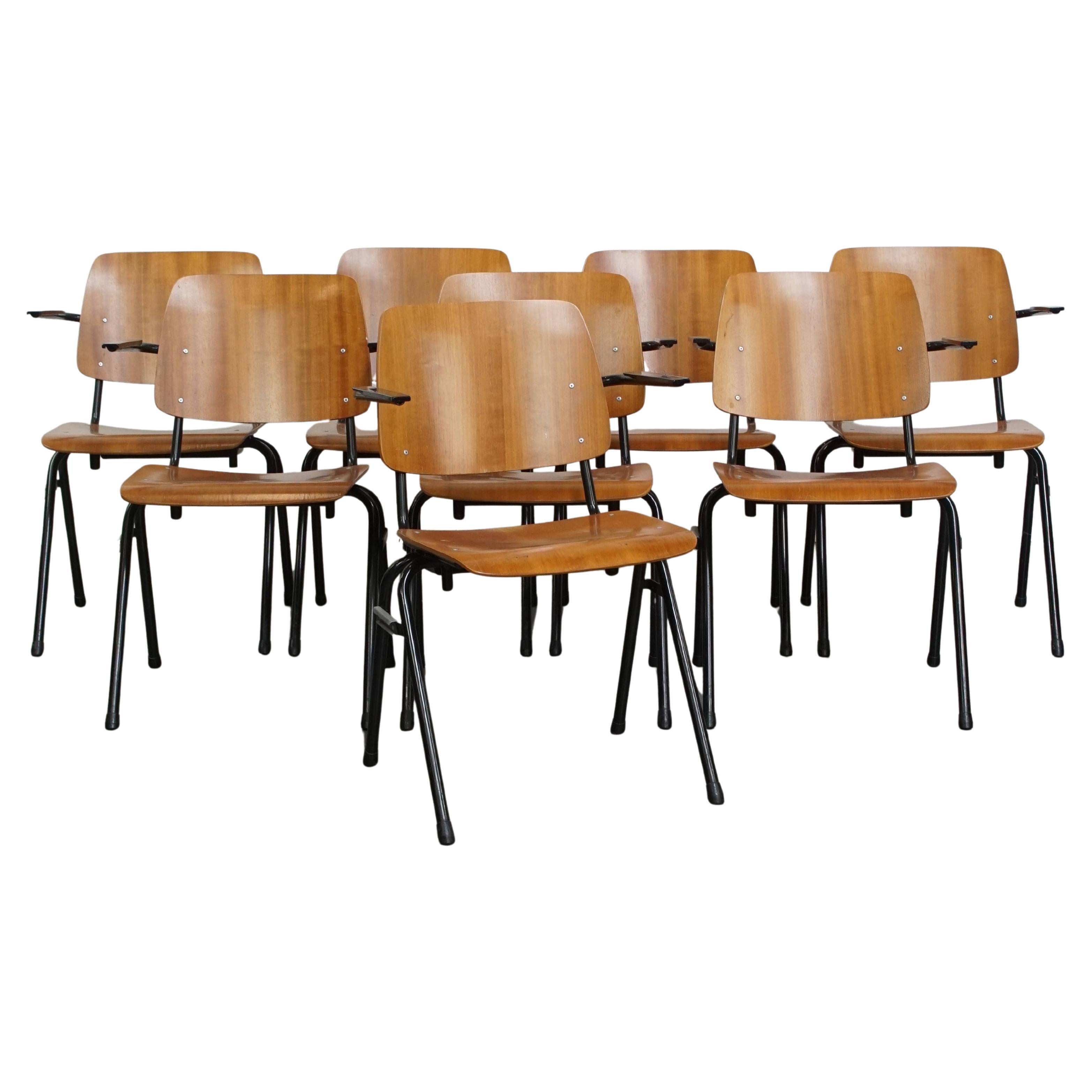 Ensemble de 8 chaises vintage des années 1960 avec accoudoirs
