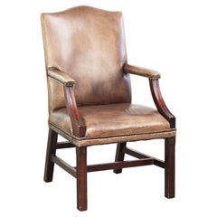 Cowhide Gainsborough desk/side chair in English style from the 20th century