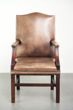 Cowhide Gainsborough desk/side chair in English style from the 20th century