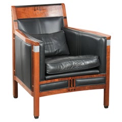 Art Deco design black leather armchair in good condition
