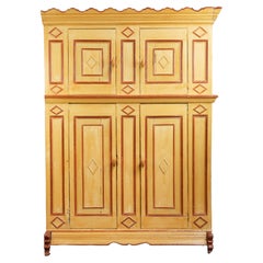 Unique hand-painted antique Dutch farmhouse cabinet from the 18th century