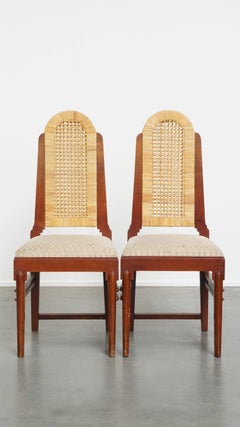 Set of two Art Deco design dining chairs with a wooden frame