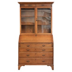 Antique English oak 18th century bookcase/secretary with original glass