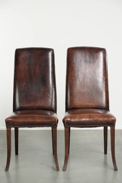 Characterful set of 6 sheepskin dining chairs with a timeless design