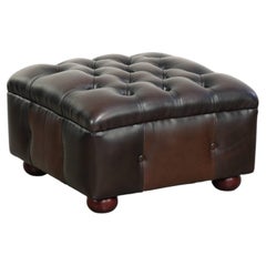 Pouf Chesterfield in pelle di vacchetta dai bellissimi colori, in stile inglese