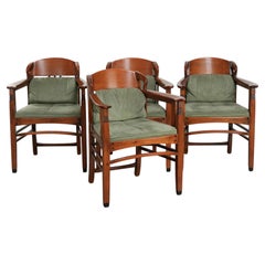 Set of 4 Art Nouveau/Jugendstil dining chairs with suede upholstery