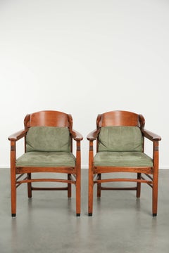 Set of 4 Art Nouveau/Jugendstil dining chairs with suede upholstery