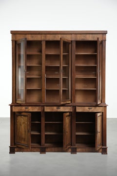 Buffet/bibliothèque anglais ancien du XIXe siècle, avec ses vitres d'origine