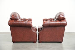 Vintage-Set aus 2 Chesterfield-Sesseln aus Rindsleder in Braun
