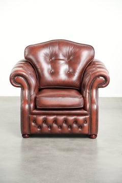 Chesterfield-Sessel aus braunem Rindsleder in einzigartigem Design
