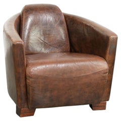 Sessel aus Rindsleder im „Aviator“-Design in einem warmen Braunton