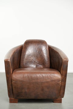 Sessel aus Rindsleder im „Aviator“-Design in einem warmen Braunton