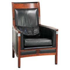 Cow leather Art Deco design armchair with a timeless look