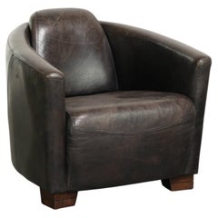Sessel im Aviator-Design aus Rindsleder in dunklen Farbtönen