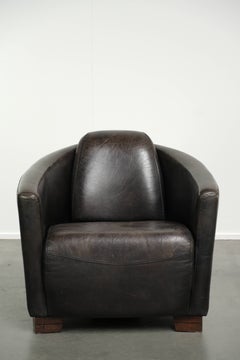 Sessel im Aviator-Design aus Rindsleder in dunklen Farbtönen