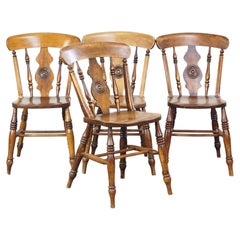 Antique set of 4 wooden dining chairs from the 19th century