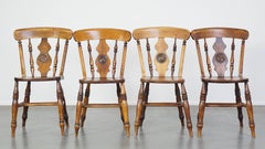 Antique set of 4 wooden dining chairs from the 19th century