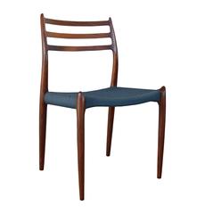 Niels Otto Moller Rosewood Dining Chairs #62 and #78 with Original Cord Seats