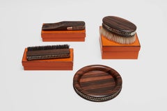 Hermès Wood and Sterling Silver Brush Set
