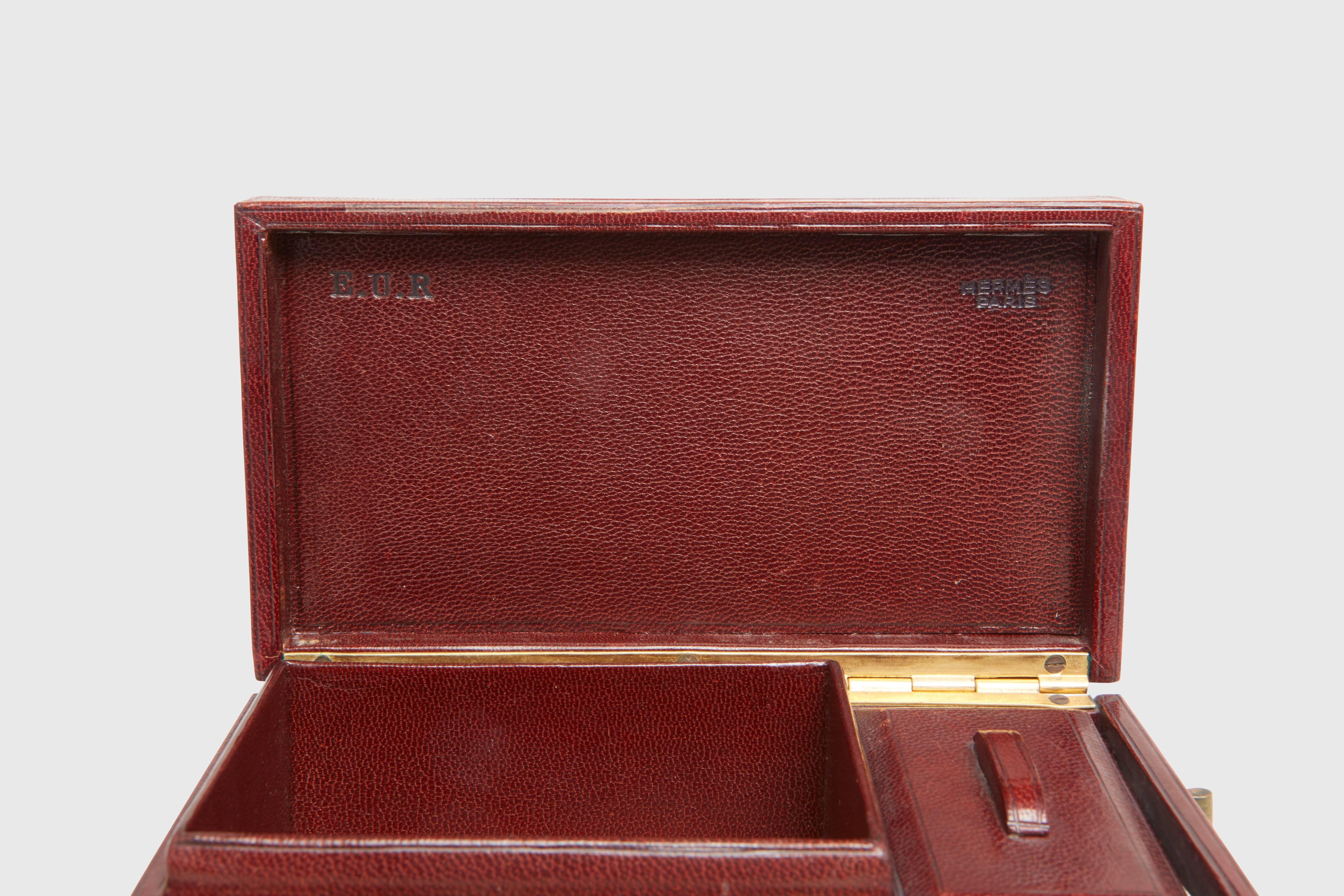 Jaeger-LeCoultre Cigar Box Clock and Hermès Matchbox In Excellent Condition For Sale In New York, NY