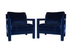 Pair of Milo Baughman Style Parsons Lounge Chairs