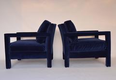 Pair of Milo Baughman Style Parsons Lounge Chairs