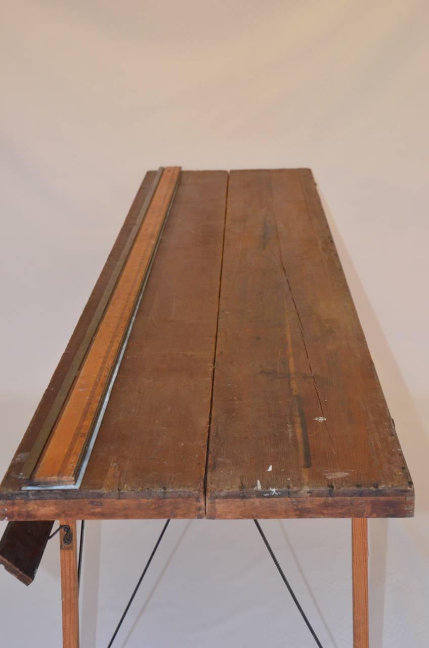 Industrial Wood and Steel Wallpaper Table For Sale at 1stdibs