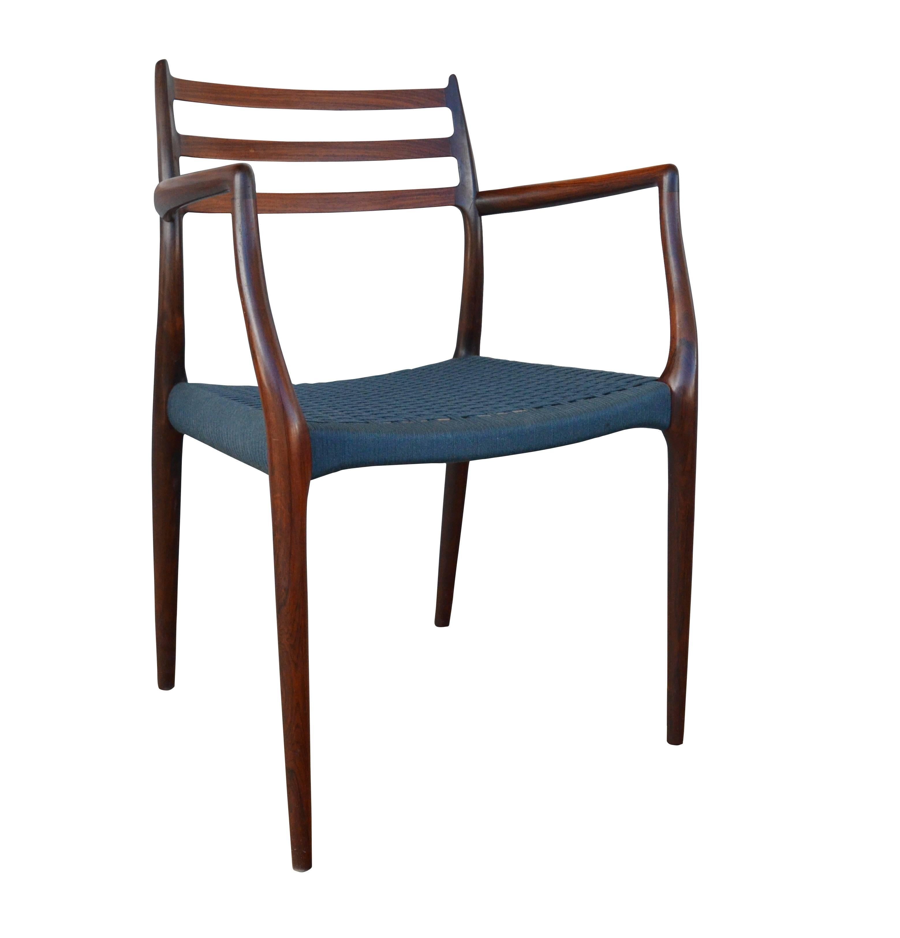 Mid-Century Modern Niels Otto Moller Rosewood Dining Chairs #62 and #78 with Original Cord Seats